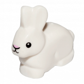 Фигурка Lego Земля Bunny Rabbit with Black Eyes and Mouth and Bright Pink Nose Animals 29685pb01 1 6186286 6254176 White Б/У