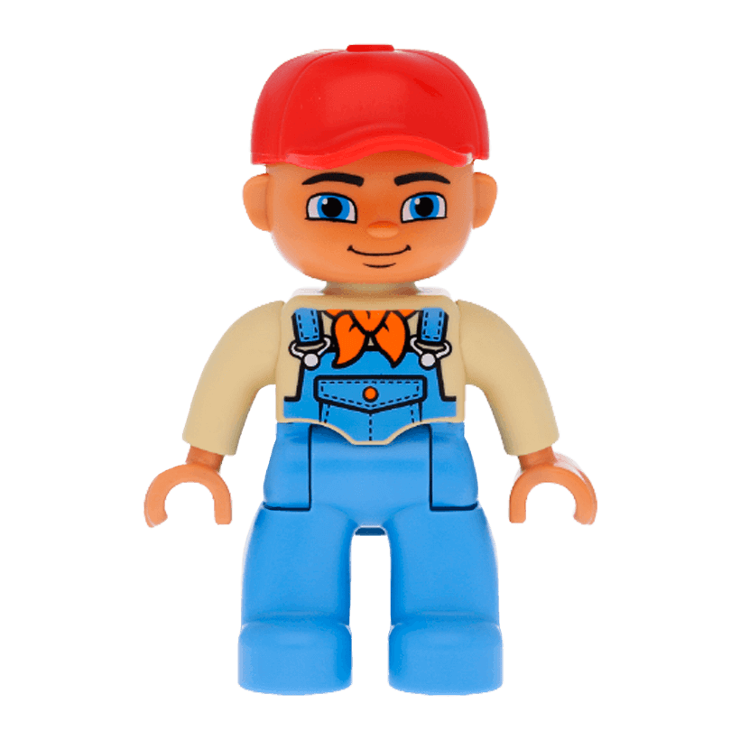Фигурка Lego Boy Medium Blue Legs Tan Top Duplo 47394pb167 Б/У - Retromagaz