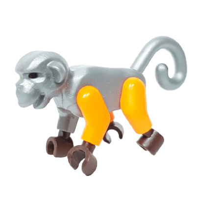 Фигурка Lego Monkey with Dark Brown Hands Flat Silver Arm Orange Arm Animals Земля 2550c02 98745c02 6135015 6160963 Flat Silver Б/У - Retromagaz