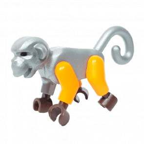 Фигурка Lego Monkey with Dark Brown Hands Flat Silver Arm Orange Arm Animals Земля 2550c02 98745c02 6135015 6160963 Flat Silver Б/У