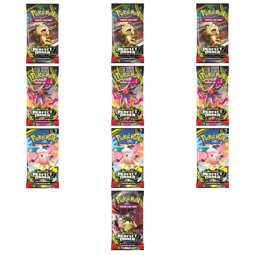 Набор Картки 10шт Коллекционная Игра Pokemon Mega Evolution Perfect Order - Retromagaz