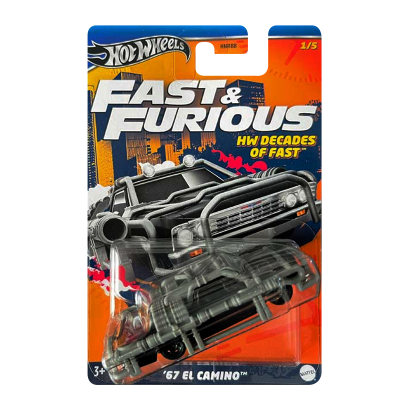 Тематична Машинка Hot Wheels `67 El Camino Decades of Fast & Furious 1:64 HNR88/HRW41 Black - Retromagaz