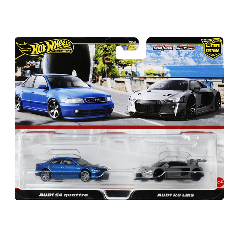 Машинка Premium 2шт Hot Wheels Audi S4 quattro / R8 LMS 2-Packs 1:64 JDY82 Blue - Retromagaz
