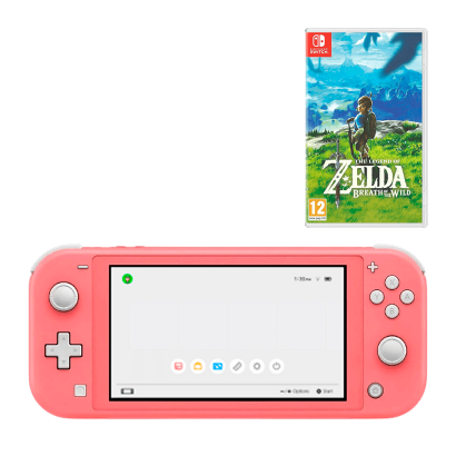 Набір Консоль Nintendo Switch Lite 32GB Coral Новий  + Гра The Legend of Zelda Breath of The Wild Російська Озвучка - Retromagaz