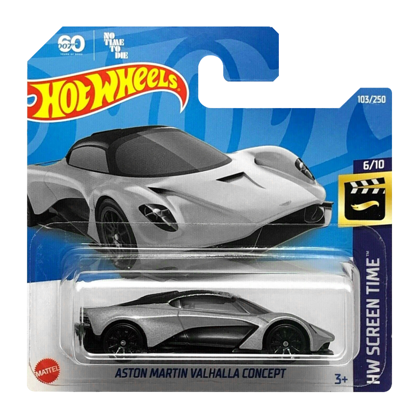 Машинка Базовая Hot Wheels 007 60 Years of Bond No Time to Die Aston Martin Valhalla Concept Screen Time 1:64 HCV69 Silver - Retromagaz