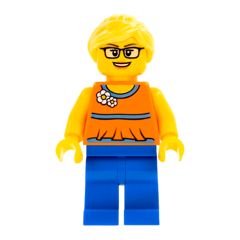 Фигурка Lego People 973pb0638 Orange Halter Top with Medium Blue Trim City twn279 Б/У - Retromagaz