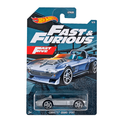 Тематическая Машинка Hot Wheels Corvette Grand Sport Fast & Furious 1:64 GRP58 Silver - Retromagaz