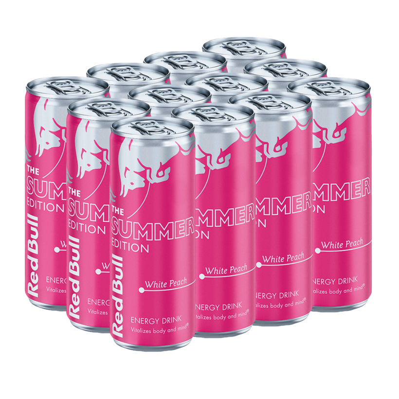 Набор Напиток Энергетический 12шт Red Bull Summer Edition White Peach 250ml - Retromagaz