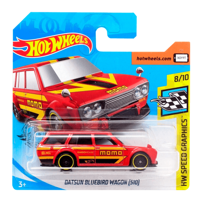 Машинка Базовая Hot Wheels Datsun Bluebird Wagon (510) Speed Graphics 1:64 GHC90 Red - Retromagaz