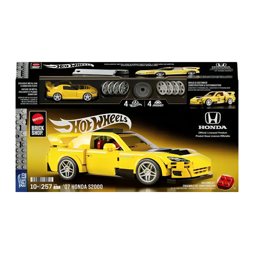 Конструктор Hot Wheels Mattel Brick Shop Speed Honda S2000 JFR88 Yellow - Retromagaz