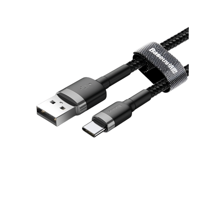 Кабель Baseus Cafule 3A USB 2.0 - USB Type-C Black Grey 0.5m - Retromagaz
