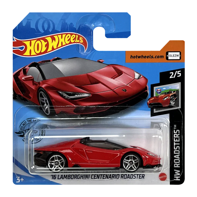Машинка Базова Hot Wheels '16 Lamborghini Centenario Roadster Roadsters 1:64 GLN67 Red - Retromagaz
