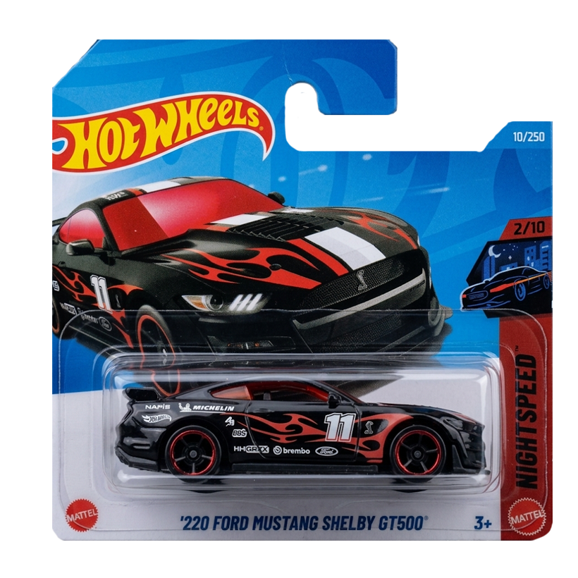 Машинка Базовая Hot Wheels 2020 Ford Mustang Shelby GT500 Nightspeed 1:64 JJK68 Black - Retromagaz