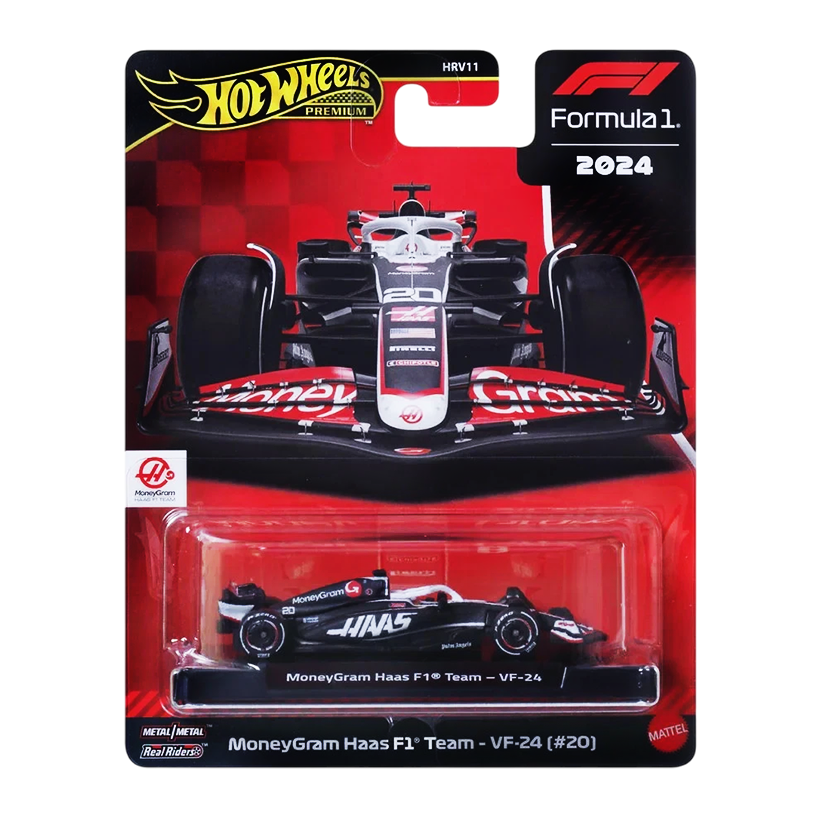 Машинка Premium Hot Wheels MoneyGram Haas F1 Team - VF-24 (#20) 1:64 JBM10 Black - Retromagaz