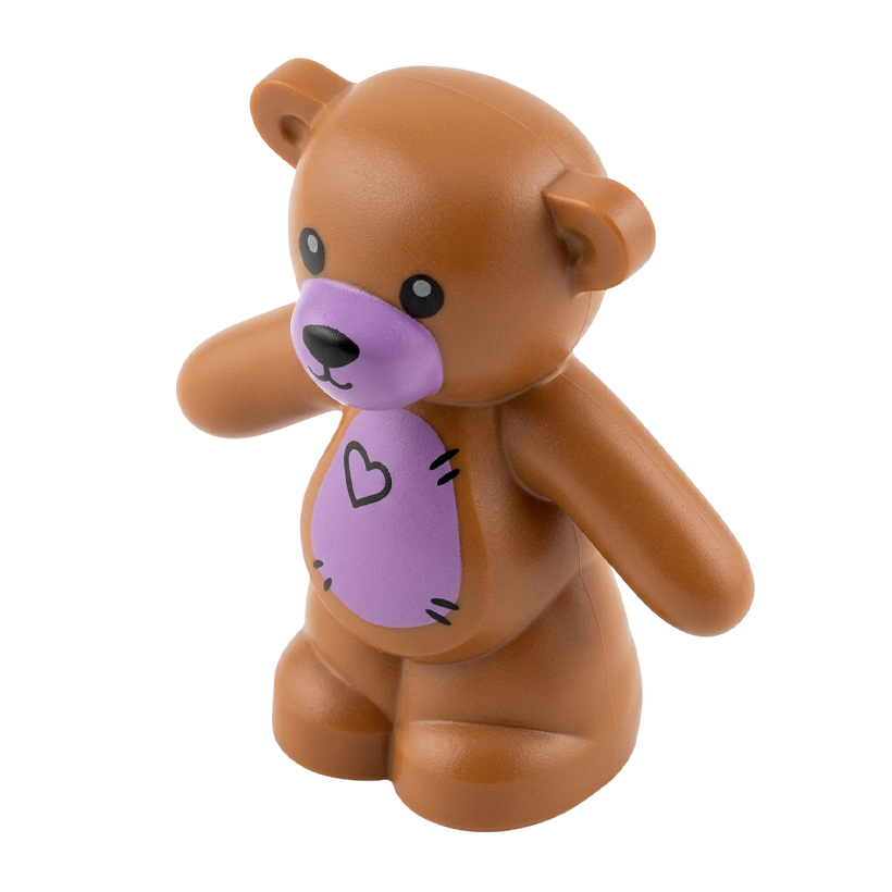 Фигурка Lego Земля Teddy Bear with Black Eyes Metallic Pink Muzzle and Stomach Animals 98382pb010 6294528 Reddish Copper Б/У - Retromagaz