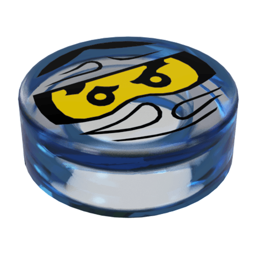 Плитка 4шт Lego Кругла Декоративна with Ninjago Trapped Jay Pattern 1 x 1 98138pb039 6136964 Trans-Dark Blue Б/У - Retromagaz