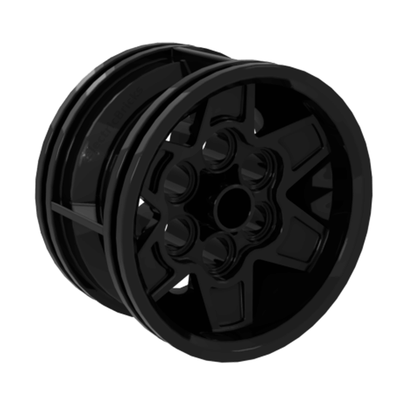 Колесо Lego Диск Technic Racing Small 6 Pin Holes 43.2mm D. x 26mm 56908 51488 4644088 6078892 6276858 Black Б/У - Retromagaz