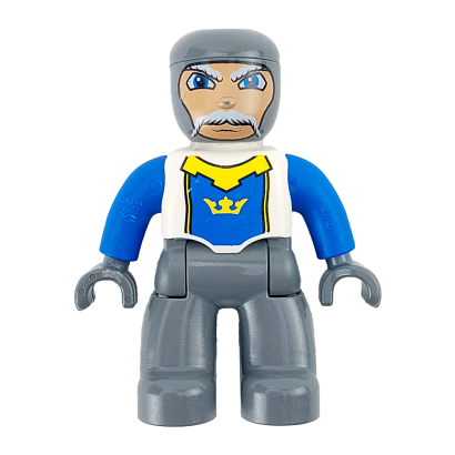 Фигурка Lego Male Castle Dark Bluish Gray Legs White Chest Blue Arms Dark Bluish Gray Hands Duplo Другое 47394pb007 Б/У - Retromagaz