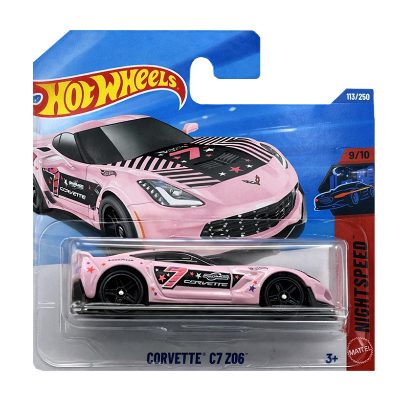 Машинка Базова Hot Wheels Corvette C7 Z06 Nightspeed 1:64 JJJ73 Pink - Retromagaz