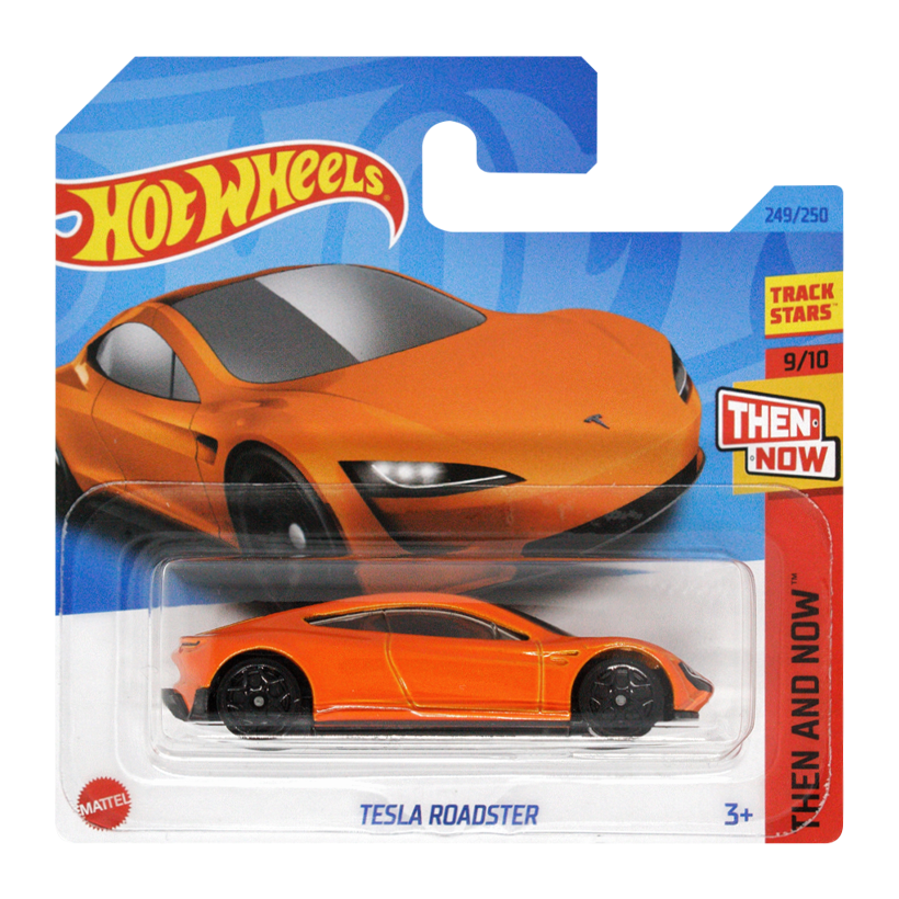 Машинка Базова Hot Wheels Tesla Roadster Then and Now 1:64 HKJ47 Orange - Retromagaz