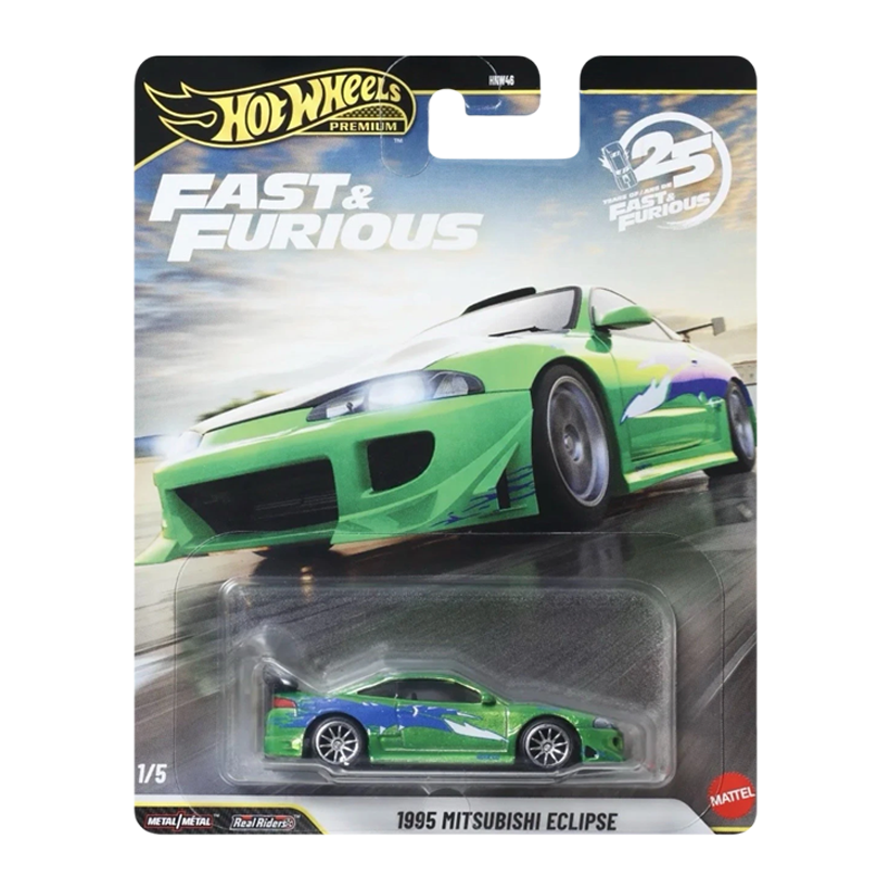 Машинка Premium Hot Wheels Mitsubishi 1995 Mitsubishi Eclipse Chase Fast & Furious 1:64 JHW68 Green - Retromagaz