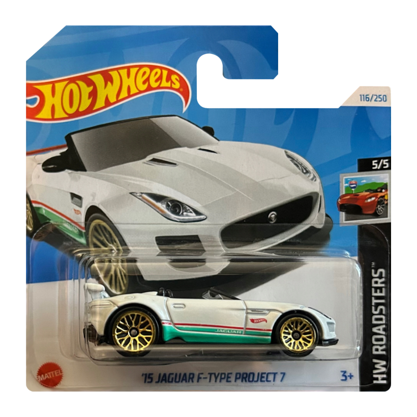 Машинка Базовая Hot Wheels '15 Jaguar F-Type Project 7 Roadsters 1:64 HTC16 White - Retromagaz