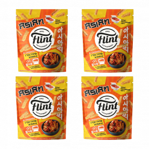 Набор Сухарики 4шт Flint со Вкусом Острого Кимчи и Соусом Сладкий Чили 15g + 60g - Retromagaz