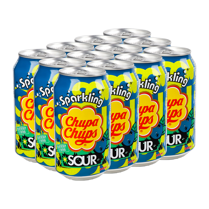 Набор Напиток 12шт Chupa Chups Sour Blueberry Sparkling 345ml - Retromagaz