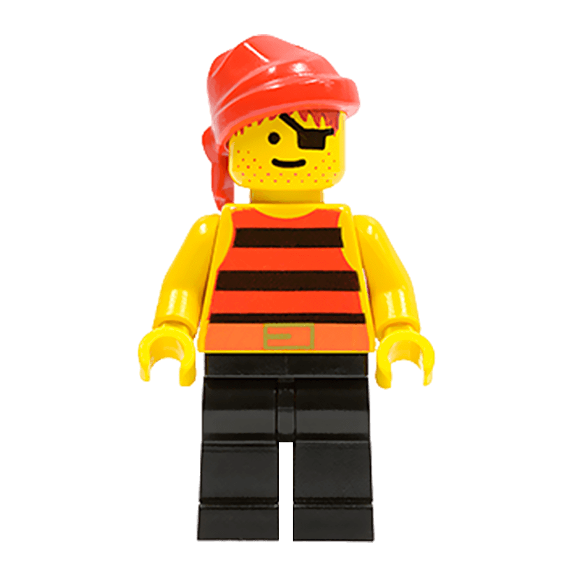 Фигурка Lego Pirates 973p33 Black Stripes Shirt Red Bandana Adventure pi031 Б/У - Retromagaz