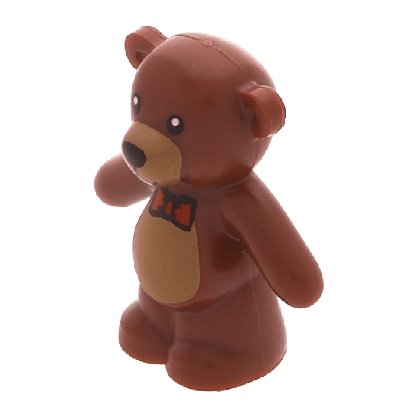 Фигурка Lego Земля Teddy Bear Black Eyes Medium Nougat Stomach and Muzzle and Red Bow Tie Animals 98382pb002 6040611 Reddish Brown Б/У - Retromagaz