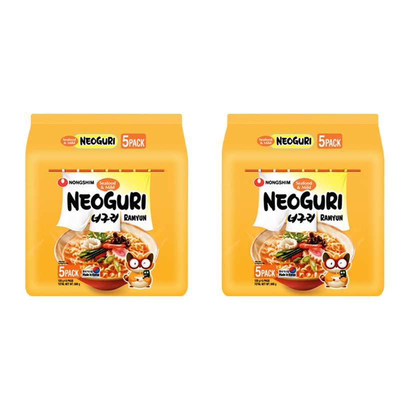 Набор Лапша 10шт Nongshim Neoguri Рамьон с Морепродуктами Средне Острая 120g - Retromagaz