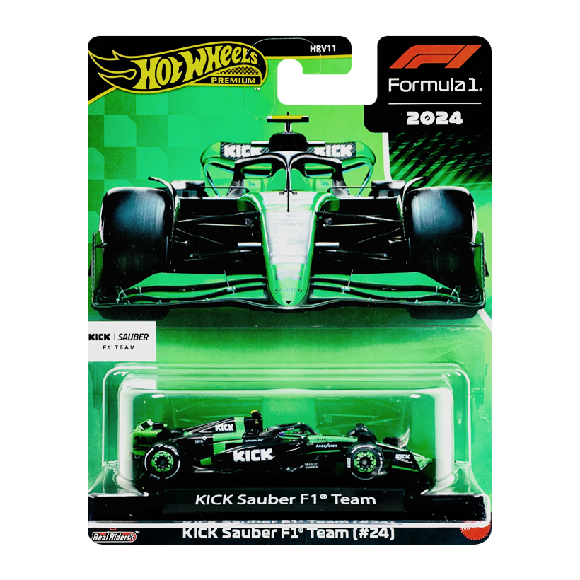 Машинка Premium Hot Wheels KICK Sauber F1 Team (#24) 1:64 JBM23 Green - Retromagaz