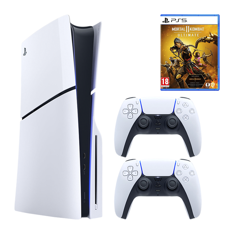 Набор Консоль Sony PlayStation 5 Slim Blu-ray 1TB White Новый  + Геймпад Беспроводной DualSense + Игра Mortal Kombat 11 Ultimate Edition Русские Субтитры - Retromagaz