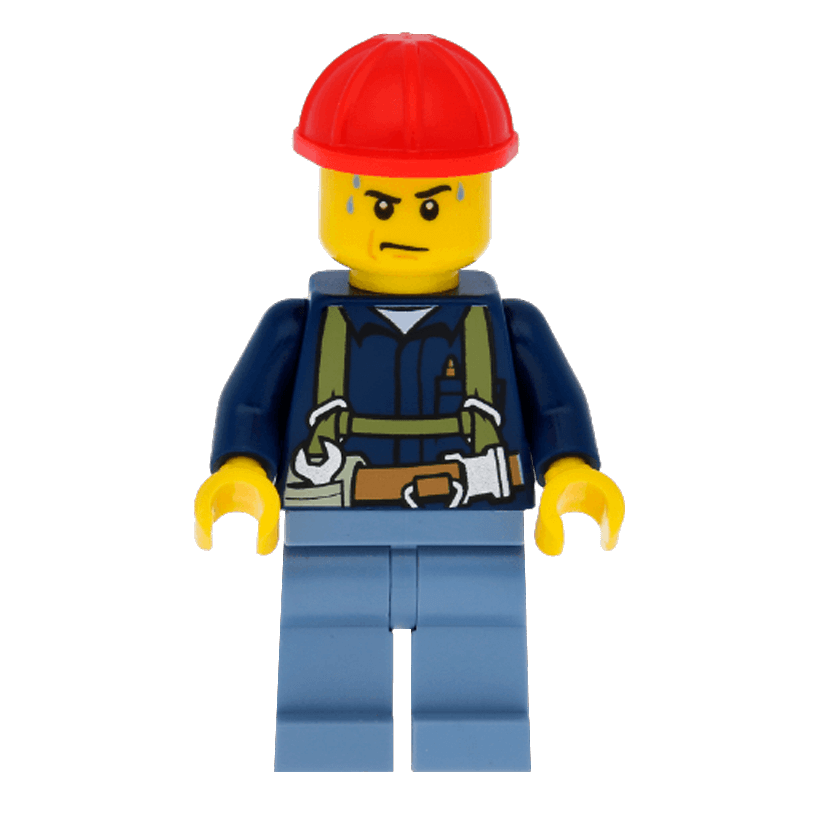 Фігурка Lego Construction 973pb1252 Worker Red Helmet Sweat Drops City cty0530 Б/У - Retromagaz