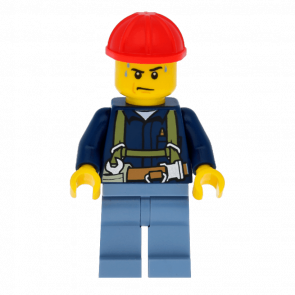 Фигурка Lego 973pb1252 Worker Red Helmet Sweat Drops City Construction cty0530 Б/У