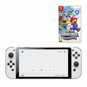 Набір Консоль Nintendo Switch OLED Model HEG-001 64GB White Новий  + Гра New Super Mario Bros. Wonder Російські Субтитри