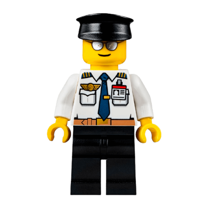 Фигурка Lego City Airport 973pb2367 Pilot Belt and ID Badge Black Hat air049 Б/У Нормальный - Retromagaz