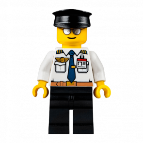 Фигурка Lego City Airport 973pb2367 Pilot Belt and ID Badge Black Hat air049 Б/У Нормальный