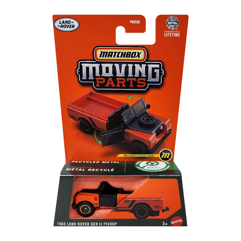 Тематична Машинка Matchbox 1965 Land Rover Gen II Pickup Super Chase Moving Parts 1:64 JBX05 Orange - Retromagaz