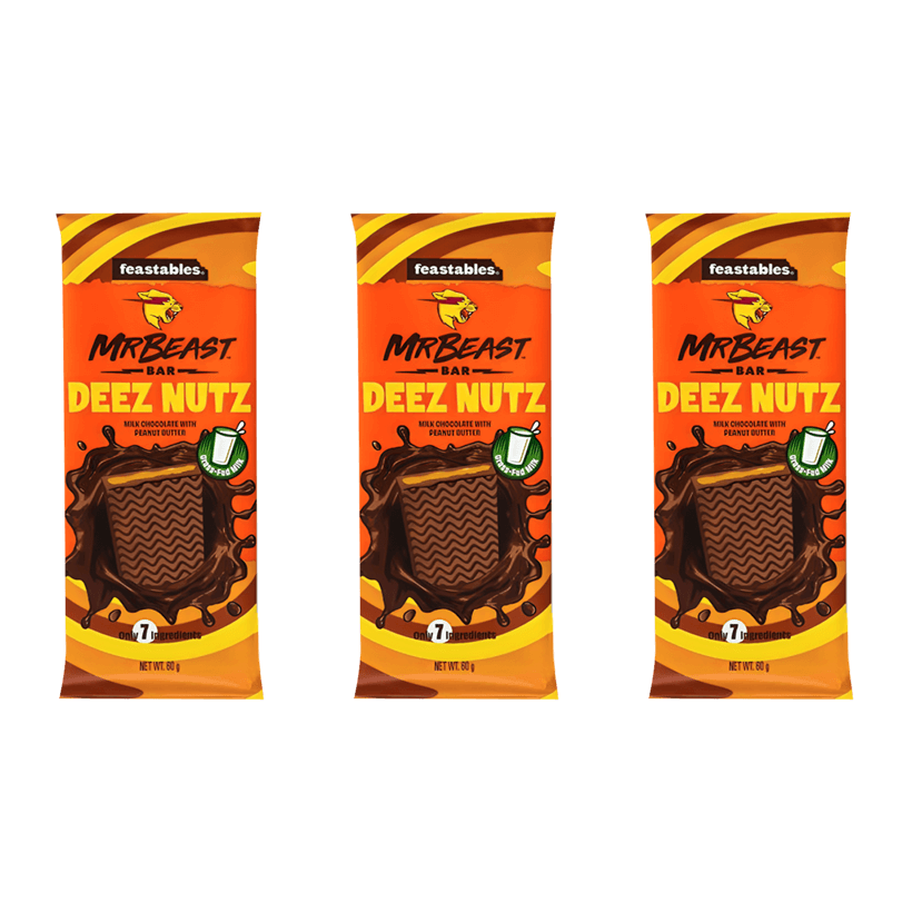 Набор Шоколад Молочный 3шт MrBeast Feastables с Арахисовой Начинкой 60g - Retromagaz