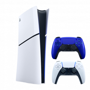 Набір Консоль Sony PlayStation 5 Slim Digital Edition 1TB White Новий  + Геймпад Бездротовий DualSense Cobalt Blue - Retromagaz