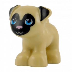 Фігурка Lego Dog Friends Pug with Black Face and Ears Bright Pink Nose and Dark Azure Eyes Animals Земля 24111pb01 6133256 Tan Б/У