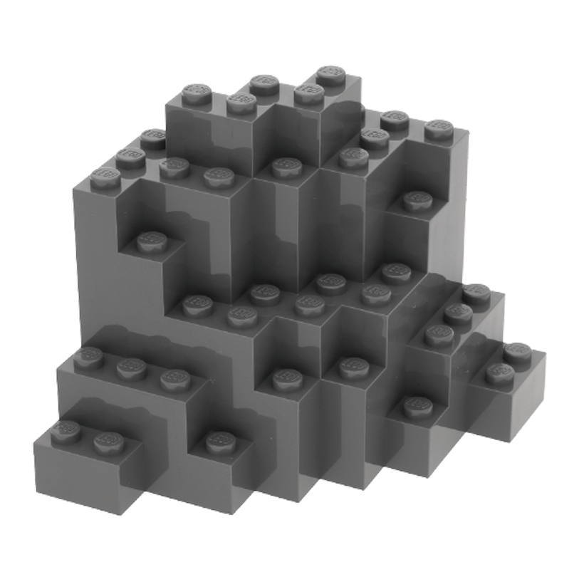 Скала Lego Панель Rock Panel Medium Symmetric MURP 8 x 8 x 6 23996 6138752 Dark Bluish Grey Б/У - Retromagaz