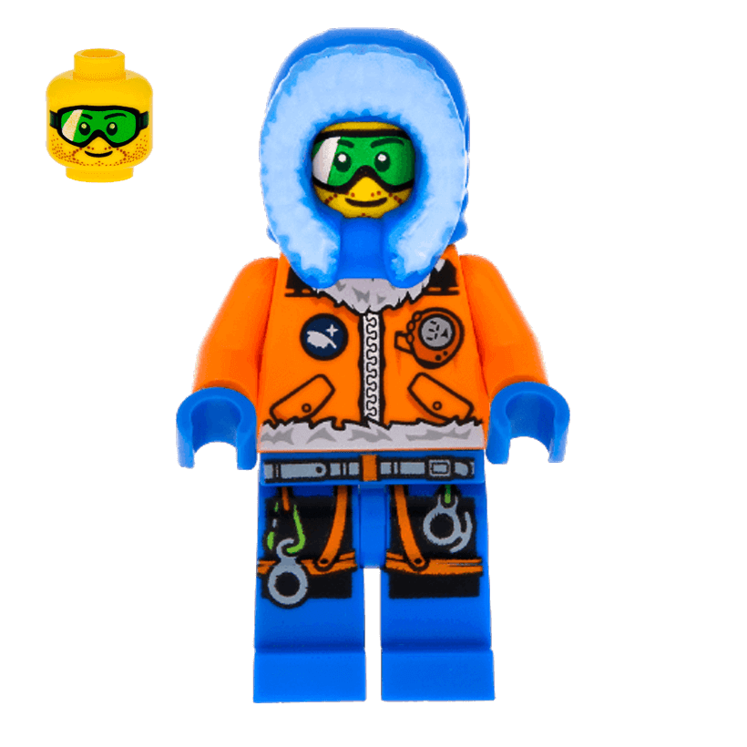 Фігурка Lego Arctic 973pb1683 Explorer Male with Green Goggles City cty0493 Б/У - Retromagaz