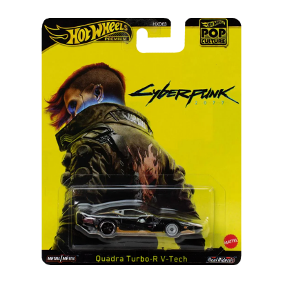 Машинка Premium Hot Wheels Cyberpunk 2077 Quadra Turbo-R V-Tech Pop Culture 1:64 JBL57 Black - Retromagaz