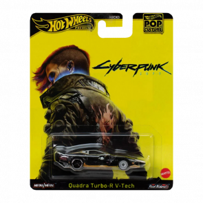 Машинка Premium Hot Wheels Cyberpunk 2077 Quadra Turbo-R V-Tech Pop Culture 1:64 JBL57 Black - Retromagaz