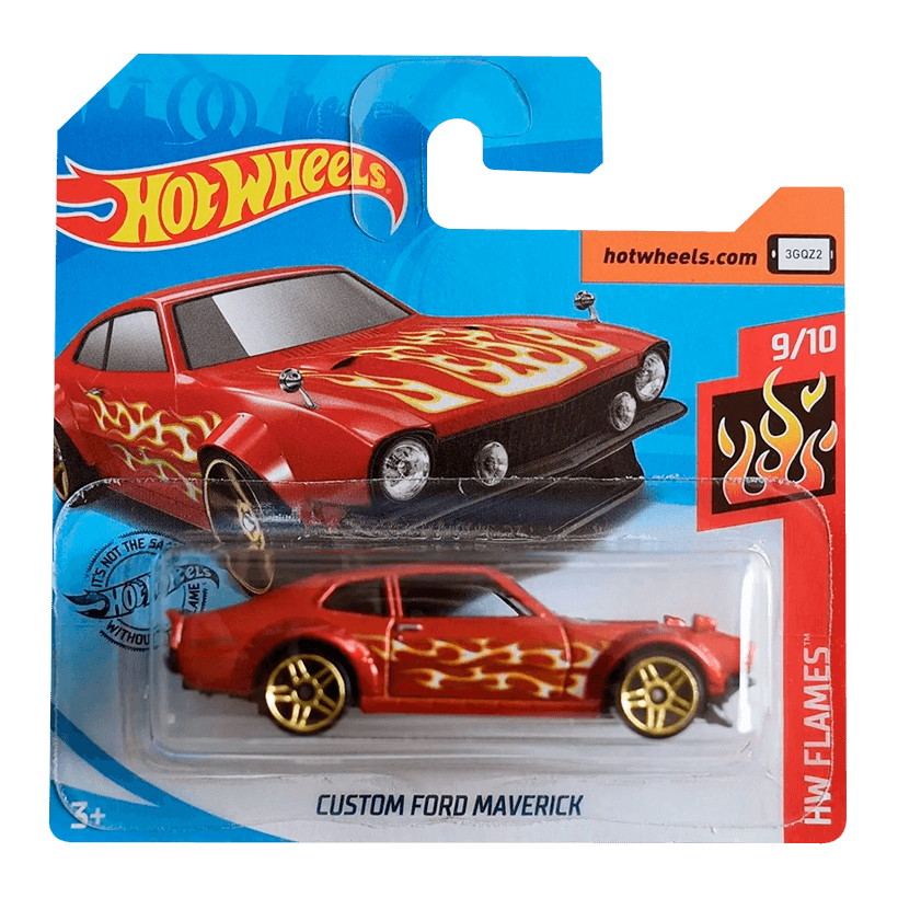 Машинка Базовая Hot Wheels Custom Ford Maverick Flames 1:64 GHF52 Red - Retromagaz