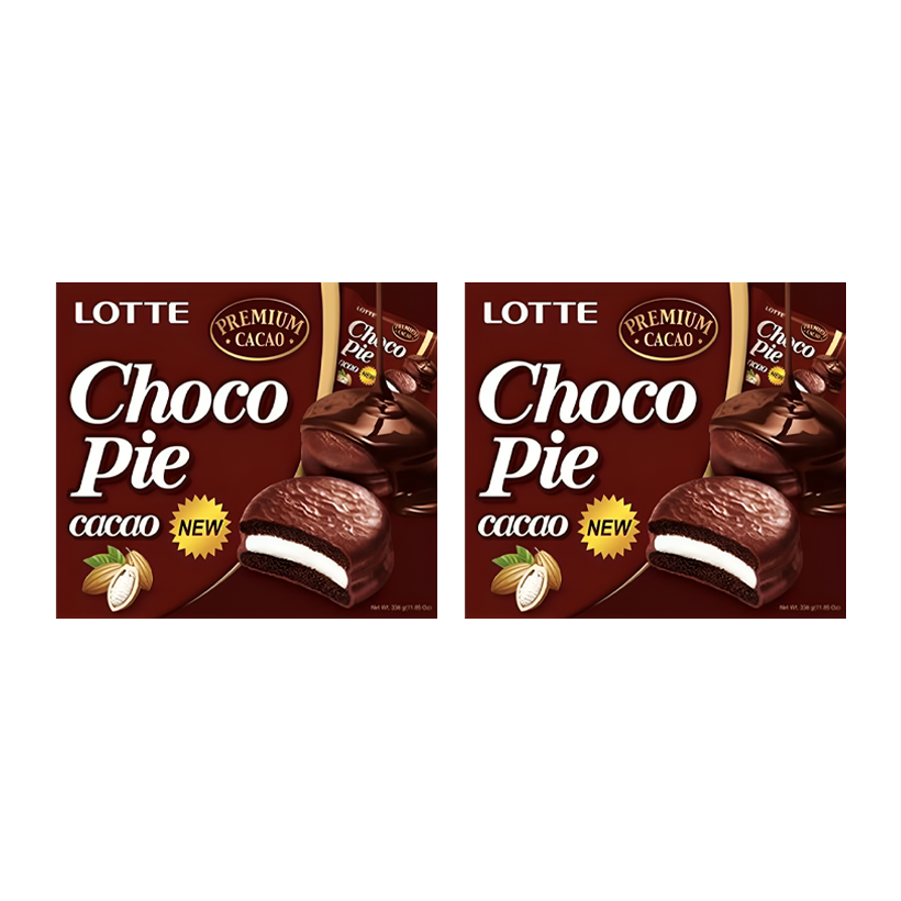 Набор Пирожные 2шт Lotte Чокопай Какао Choco Pie (12 Пирожных) 336g - Retromagaz