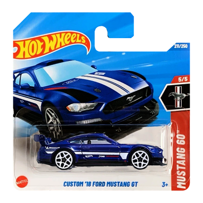 Машинка Базова Hot Wheels Custom '18 Ford Mustang GT Mustang 60 1:64 HYY94 Blue - Retromagaz