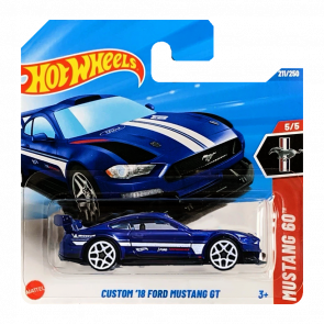 Машинка Базова Hot Wheels Custom '18 Ford Mustang GT Mustang 60 1:64 HYY94 Blue Машинка Базова Hot Wheels Custom '18 Ford Mustang GT Mustang 60 1:64 HYY94 Blue - Retromagaz